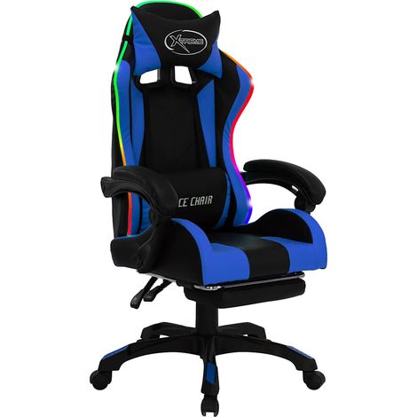 Maison Exclusive - Sedia da Gaming con Luci a LED RGB Blu e Nera in Similpelle (1/5)