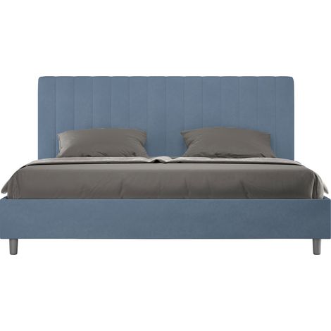 Letto Matrimoniale King Size 180x200 cm con Rete Imbottito in Microfibra Agueda Blu (1/5)