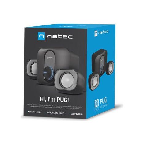 Enceintes Natec Pug 11 W RMS 2.1 noires