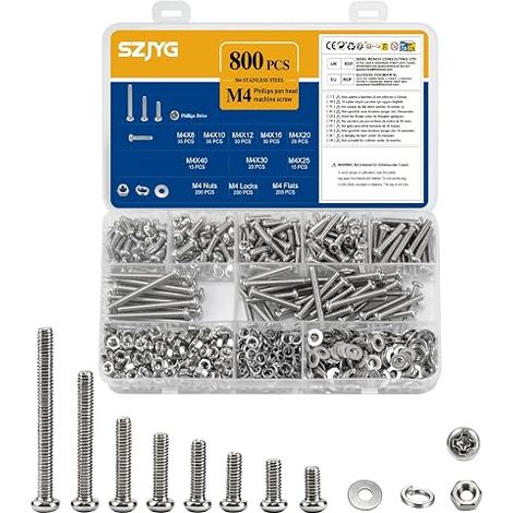 Lot de 800 vis à tête cruciforme M4 en acier inoxydable (1/5)