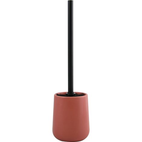 Brosse WC avec Support Céramique Modèle MAONIE Poils Résistants à l'usure 10,4 x 38,8 cm à Poser Serviteur WC Non Fixe Design Classique et Élégant Terracotta Mat (1/5)