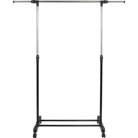 Aqrau Portant à Vêtements avec Roulettes, Porte-manteau, Tringle Extensible pour Charge Lourde, Hauteur et Largeur Réglables 145 x 77 x 158 cm (1/5)