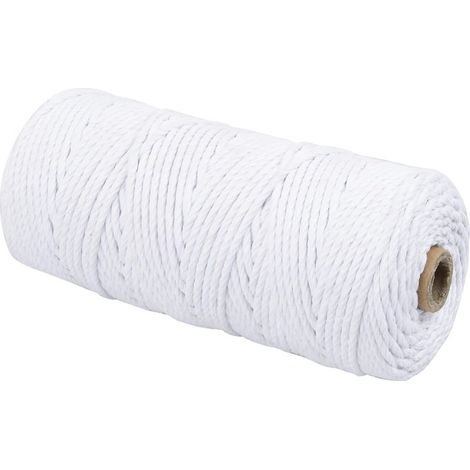 Corde en Macramé, Ficelle, 3mm X 100m Corde en Coton Naturel, Matière Coton Naturel, Cordelette 3mm, Idéal pour Le Bricolage et la Réparation de Vêtements, Blanc (1/5)