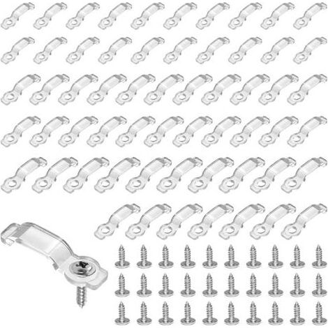 200 Stück LED-Neon-Befestigungsclips 10 mm 12 mm LED-Streifen-Befestigungsclips, Halterungen, Clips, durchscheinende Streifen mit 200 Schrauben (1/5)