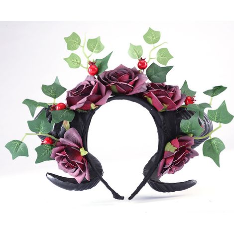 Forest-themed cosplay headbands, retro floral and leaf hairbands, performance props, Christmas and Halloween dark-themed hair accessories (1/3)