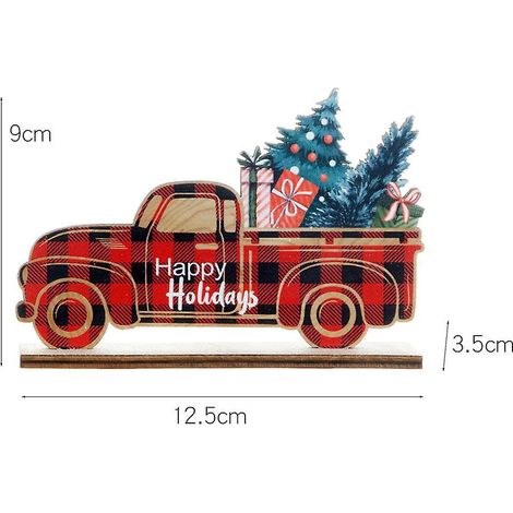 1 Pcs De Dcorations De Nol Rouges Dcorations De Table De Ramassage De Style Grille De Voiture En Bois Ornements En Bois De Nol (1/5)