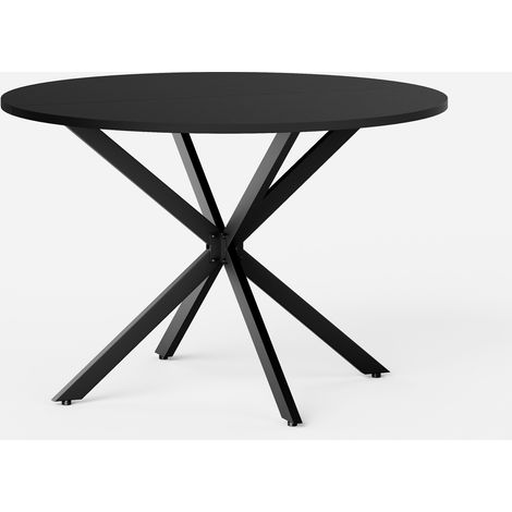 Mesa redonda negra de 120 cm con patas en X de acero HOMVRA (1/5)