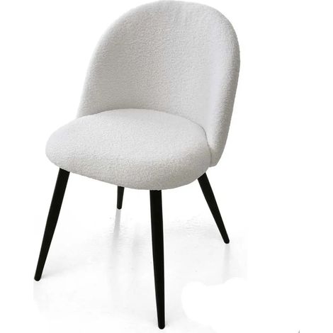 Set aus 4 weißen Teddy-Stühlen, 48x50x79