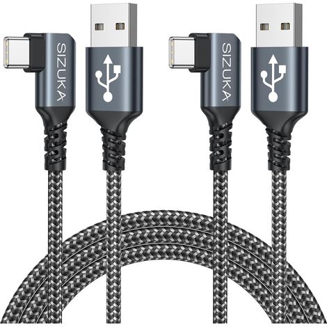 Câble USB C Coudé 90 Degrés 3M/Lot De 2, Câble Type C Charge Rapide (1/5)