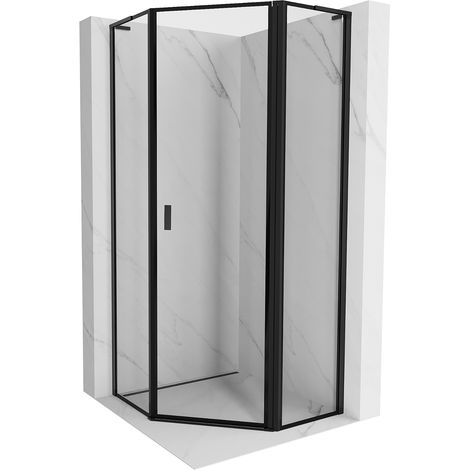 Mexen Mist L Fünfeck-Duschkabine, klappbar, rechts 90 x 90 cm, schwarzer Rahmen, schwarz - 8A8L-090-090-70-70-P (1/5)