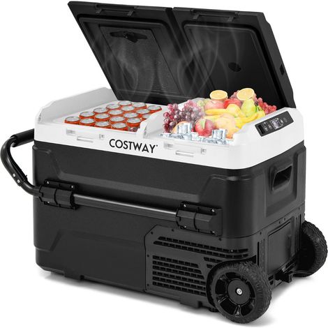 Nevera eléctrica portátil 40L doble zona 79 x 47 x 46,5 cm enfriamiento rápido diseño moderno metal negro 200012144