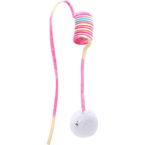 Balle en peluche à ressort pour chat, jouet pratique pour taquiner les chats à la maison (1/4)
