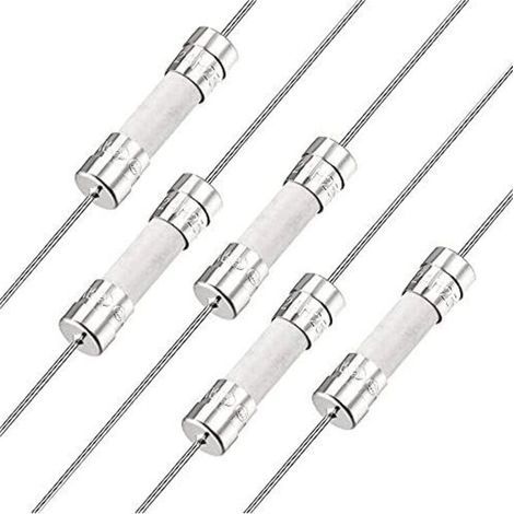 pair Coup Lent Fusible Temporisation Fil Conducteur Fusibles Céramique 5mm x 20mm 250V T2A 5Pcs