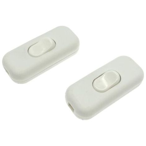 2 interruttori a cavo bipolari in linea, massimo 6A, bianco, interruttore bipolare in linea isolato, accetta 1-2 fili rotondi o piatti, interruttore a siluro per piccoli elettrodomestici o il