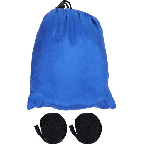 Hamac double suspendu portable pour camping et voyage avec sangles d'arbre (Bleu) (1/5)
