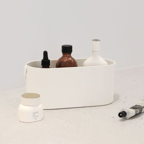 Ahlsen Tragbare Kosmetikbox mit LED-beleuchtetem Desktop-Aufbewahrungs-Kosmetikspiegel, multifunktionaler Mehrzweck-Finishing-Box-Spiegel (weiß) (1/5)