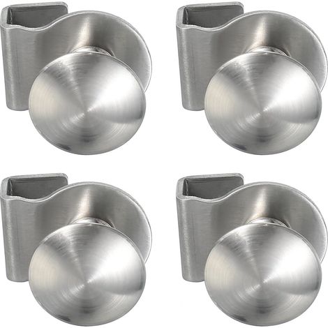 1-1/8" Poignée De Tirage Pour Porte En Verre, Acier Inoxydable 4Pcs Attaches De Porte Sans Perçage Poignées Boutons Avec Vis Pour Armoire Tiroir Vitrine 5-8mm, Argent (1/5)
