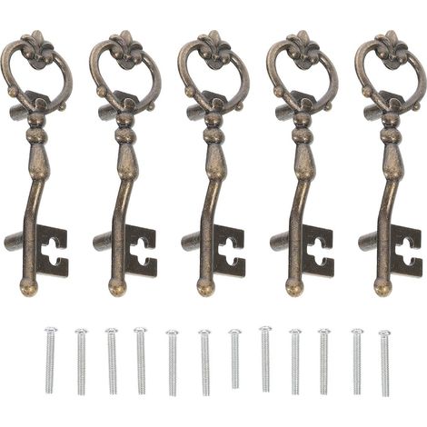 Poignées de Tiroir Antirouille Vintage en Alliage de Zinc Lot de 5 Forme Clé pour Commodes et Meubles, Remplacement la Cuisine (1/5)
