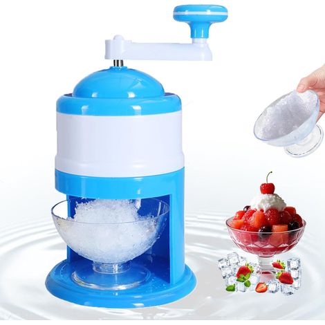 Macchina per ghiaccio tritato manuale, tritaghiaccio portatile, macchina per ghiaccio tritato, ideale per frullati e ghiaccio tritato - Senza BPA (blu)