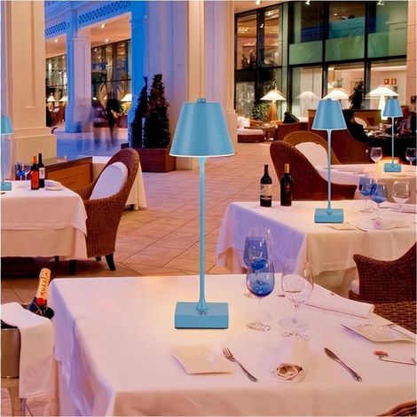 Lampada 10 W Ricaricabile 3 Colori Luce Bianca Calda Naturale Lume Da Tavolo Blu (1/4)
