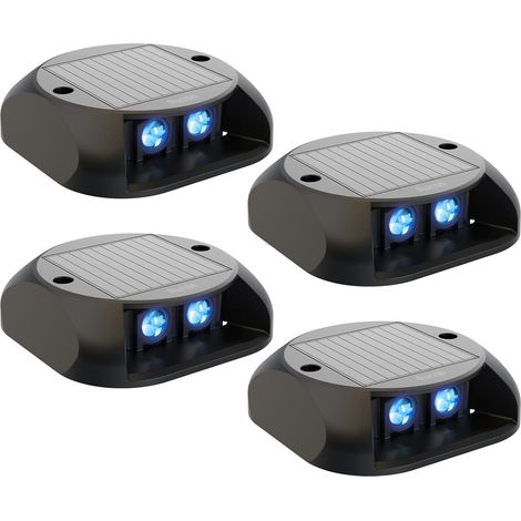 Set of 4 Blue Outdoor Solar Lights, IP65 Waterproof Solar Stair Lights, Outdoor Solar Stair Lights for Garden, Patio, Garage, Steps