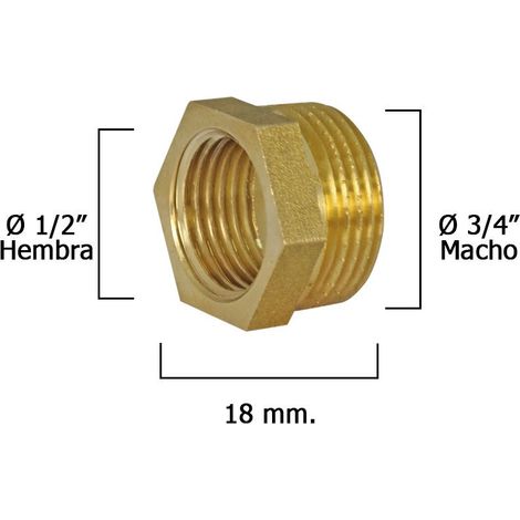 Réduction hexagonale polie 3/4 mâle x 1/2 femelle