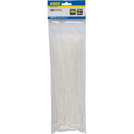 Lot de 100 serre-câbles en nylon - 3.6 x 300 mm - 100 pièces