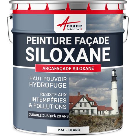 Arcane Industries – Peinture façade siloxane hydrofuge 2.5 L – Protection jusqu'à 20 ans – Résistance aux intempéries et à l'encrassement – Pour crépi et maçonnerie