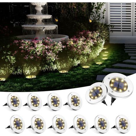 Set of 12 waterproof solar garden lights, 8 LEDs, for solar landscape lighting in gardens, lawns, patios and driveways. - AquaForge (1/5)