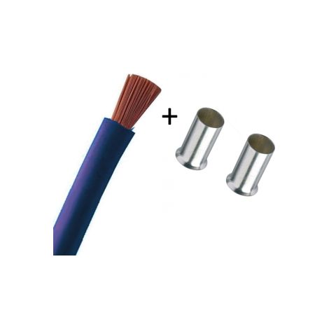 Cordon de 0.80M de 16mmu00b2 souple Bleu + Embout - Ru00e9f : VK16BLEU80cm (1/2)