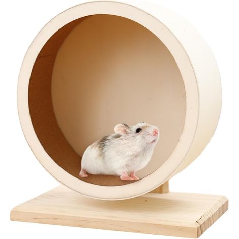 Hamsterrad aus Holz, Durchmesser 15 cm, Laufrad aus Holz mit geräuschlosen Dämpfungspads, Hamsterzubehör, Hamster-Holzlaufrad für Totoro-Maus, Zwerghamster, Eichhörnchen, Chinchillas, Rennmäuse, Klein (1/5)