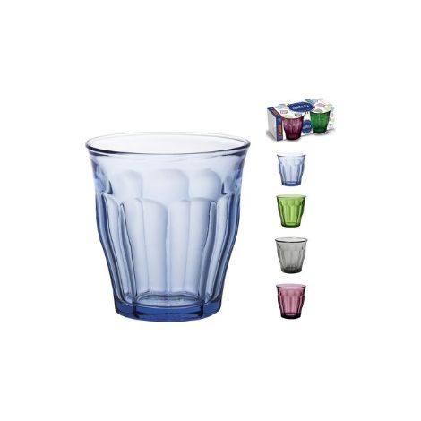 Lot de 4 verres Picardie 25cl – Verre trempé ultra-résistant – Couleurs vibrantes pour usage quotidien – Compatible lave-vaisselle – Duralex