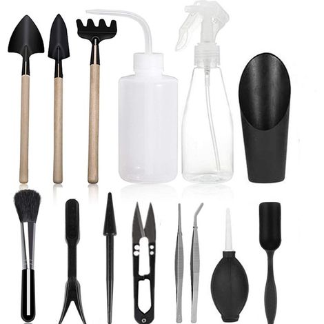 Kit d'outils de jardin pour plantes succulentes - 14 pièces - Mini outil de jardin - Pour l'entretien des plantes miniatures - En intérieur (1/4)