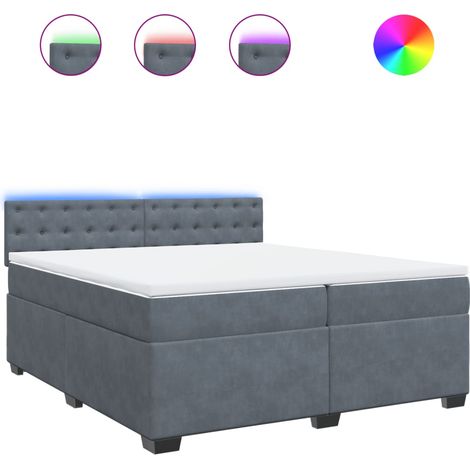 Maison Exclusive - Giroletto a Molle con Materasso Grigio Scuro 200x200 cm Velluto