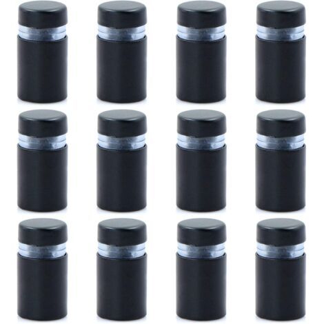 12 tornillos publicitarios, tornillos espaciadores de vidrio - tornillos espaciadores, espaciadores de panel, espaciadores de panel, tornillos espaciadores de vidrio, acero inoxidable (negro mate 12x2 (1/5)