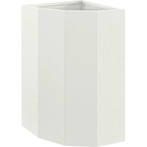 Jardinière d'angle moderne 30 x 30 x 50 cm pour extérieur au design épuré en acier blanc (1/5)