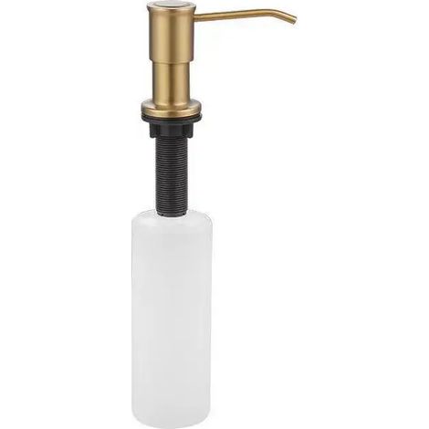 Distributeur de savon liquide concave et convexe (doré) de 500 ml, en acier inoxydable, pour salle de bain ou évier de cuisine. (1/5)