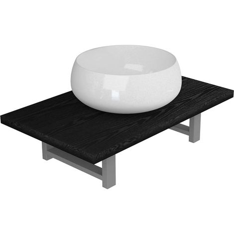 Maison Exclusive - 2-tlg. Badmöbel-Set Keramik Schwarz (1/5)