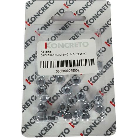 DADO ESAGONALE ZINCATO M 5 - pz. 25 KONCRETO (1/4)
