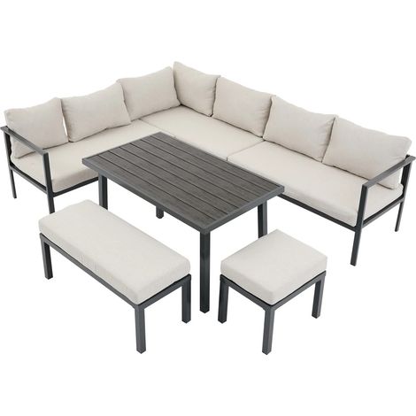DINING-LOUNGESET9-Sitzer Eck für Outdoor Garten