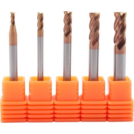 Set di frese in metallo duro, frese quadrate CNC D2 + 3 + 4 + 5 + 6 mm, utensili da taglio in metallo duro, 5 pezzi (2/3/4/5/6 mm) (1/5)