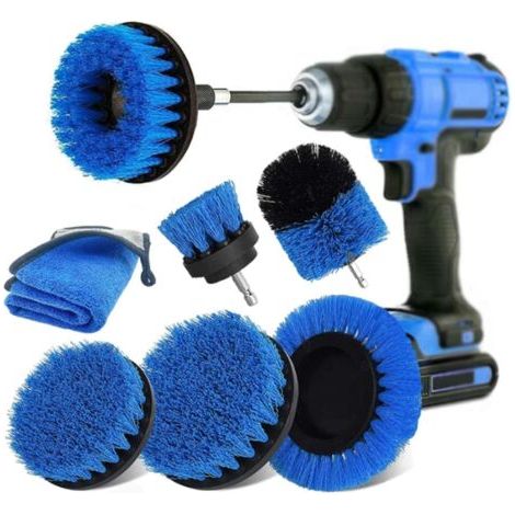 Lot de 8 brosses de nettoyage pour perceuse pour joints, sols, baignoires, douche, carrelage, salle de bain et cuisine (1/5)