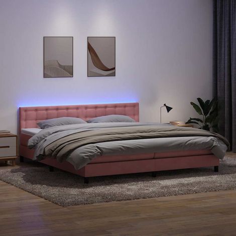Boxspringbett mit Matratze & LED Rosa 180x210 cm Samt