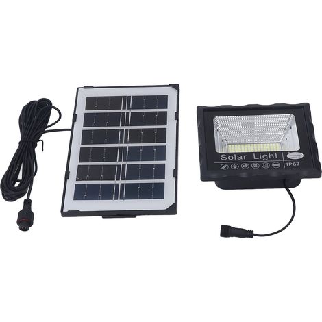 Projecteur LED solaire étanche ultra-lumineux pour cour, pont et façade bande lumineuse avec batterie intégrée, télécommande sans pile. (1/5)