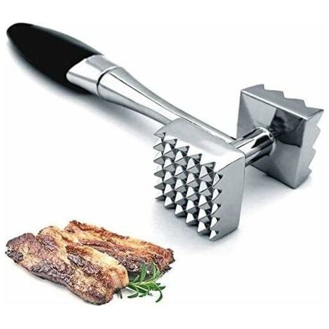 Attendrisseur à viande en métal - Poignée durable et confortable - Double face - Marteau à viande idéal pour le bœuf, la volaille, le porc et le poisson (1/5)