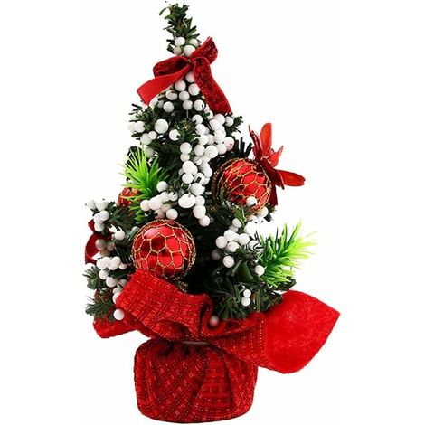 Mini Sapin de Noël Arbre de Noël Artificiel Mini Arbre Artificiel Joyeux Noël Cadeau pour Décorations d'hiver de Table de Maison Boutique Bureau (20 cm) (1/4)