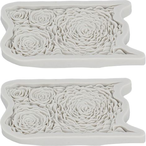 2er-Pack Silikon-Stanzformen mit Rosenblütenmuster, DIY-Backschablonen-Werkzeug zum Herstellen von Schokoladen-Süßigkeiten-Kuchen-Bastelarbeiten (1/5)