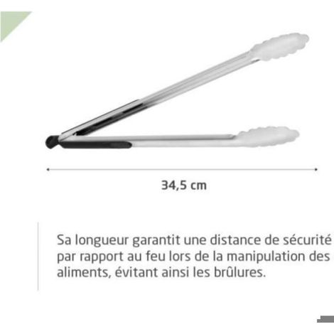 Pince à barbecue - Accessoire de cuisine - Acier inoxydable - Poignée antidérapante - 34,5 cm - Résistant (1/4)