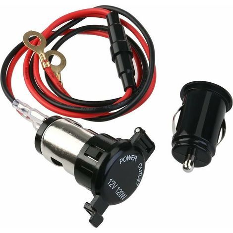 Steckdose für Zigarettenanzünder, weiblich, mit USB-Ladeadapter für Auto/Motorrad, geeignet für iPhone/iPod/MP3/GPS, Schwarz, 12 V, 120 W –