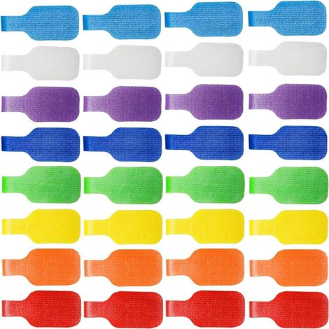 Marqueurs de câbles inscriptibles, 32 marqueurs de câbles en plastique réutilisables avec surface d'écriture, 8 couleurs pour la gestion des câbles, l'électronique et la charge C[YJD] (1/5)